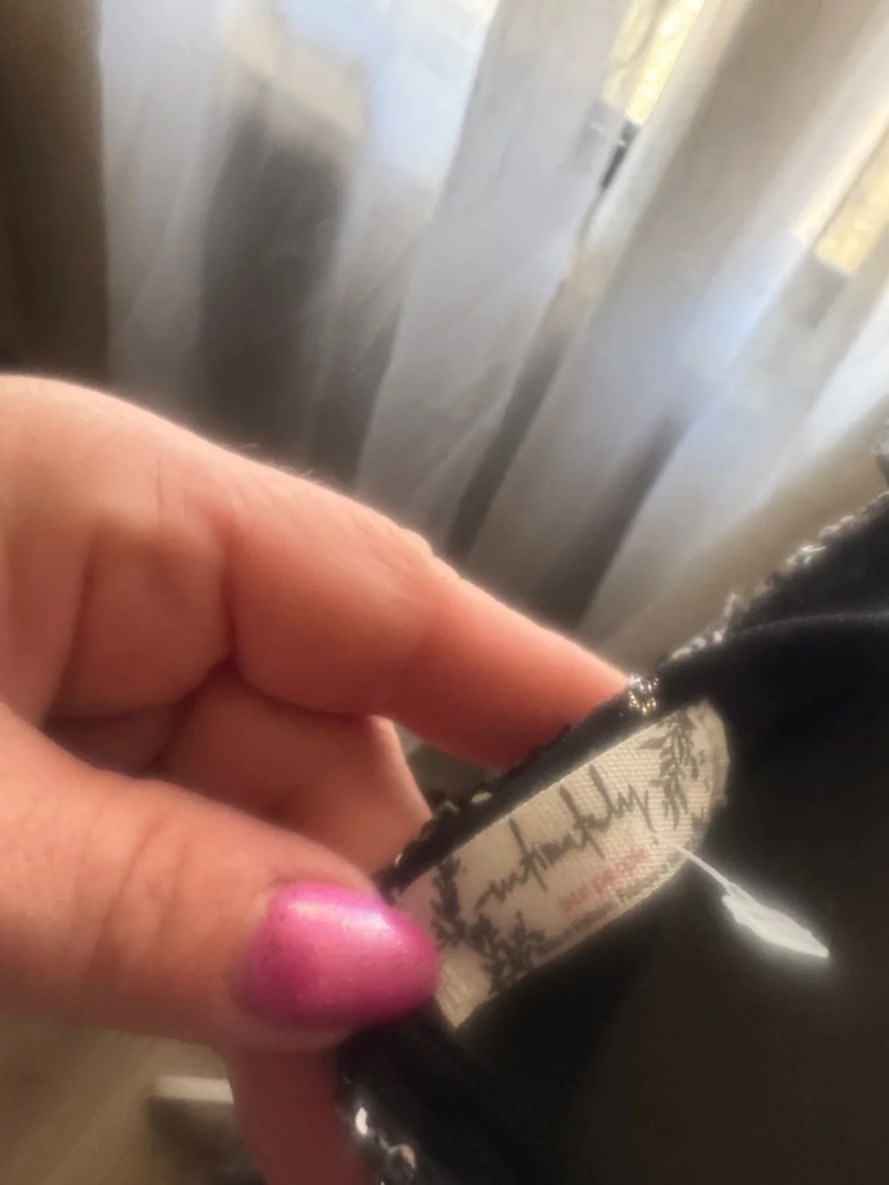 Free People Metallic Black Slip Dress with Pink Floral Accents - Picture 4 of 5